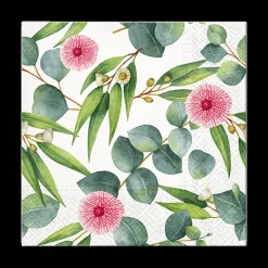 Ygo S/20 Serviet FLEUR EUCALYPTUS Groen/Roze| Tafellinnen & -Textiel
