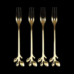 Ygo S/4 Taartvorkje FEUILLI Rvs Goud| Bestek