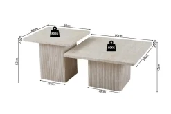 Ygo Salontafel AGATHA S/2 Decor Travertin Beige| Salontafels & Bijzettafels