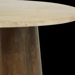 Ygo Salontafel ANANTA Ø80 Travertin/Mango Donkerbruin| Salontafels & Bijzettafels