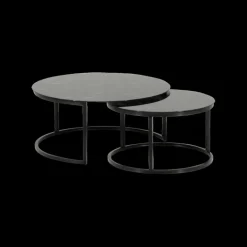 Ygo Salontafel 2-delig DAMON Glas Marmer Zwart| Salontafels & Bijzettafels