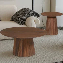 Ygo Salontafel DOMINGO Mango Lichtbruin Ø80| Salontafels & Bijzettafels