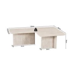 Ygo Salontafel ISANDRO 2Del. 120x120 Decor Travertin| Salontafels & Bijzettafels