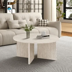 Ygo Salontafel MAERIS Ø90 Decor Travertin| Salontafels & Bijzettafels