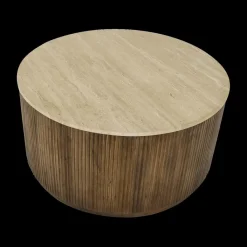 Ygo Salontafel MANDALA Ø90 Travertijn/Mango Donkerbruin| Salontafels & Bijzettafels