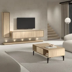 Ygo Salontafel NESTOR Eik/Zwart B135| Salontafels & Bijzettafels