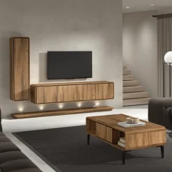 Ygo Salontafel NESTOR Walnoot/Zwart B135| Salontafels & Bijzettafels