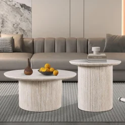 Ygo Salontafel PORTO Ø50 Travertijnlook| Salontafels & Bijzettafels