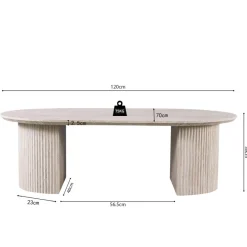Ygo Salontafel PORTO Ovaal 120x70 Travertijnlook| Salontafels & Bijzettafels