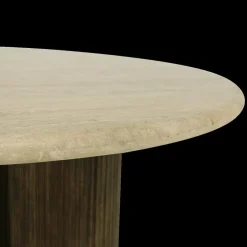 Ygo Salontafel PURNIMA Ø90 Travertijn/Mango Donkerbruin| Salontafels & Bijzettafels