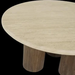 Ygo Salontafel PURNIMA Ø90 Travertijn/Mango Donkerbruin| Salontafels & Bijzettafels