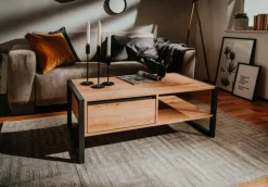 Ygo Salontafel ROCKY 100x55 Artisan Eik/Anthraciet| Salontafels & Bijzettafels