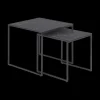 Ygo Salontafel Set van 2 RADDEL Mel. Marble/Metal Black| Salontafels & Bijzettafels