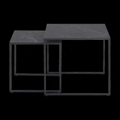 Ygo Salontafel Set van 2 RADDEL Mel. Marble/Metal Black| Salontafels & Bijzettafels