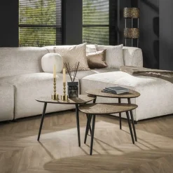 Ygo Salontafel Set van 3 VIOLET Antiek Brons| Salontafels & Bijzettafels