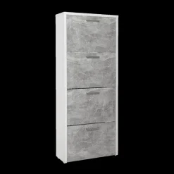 Ygo Schoenenkast 4L, B64-H158, Wit-Beton| Schoenkasten & Rekken