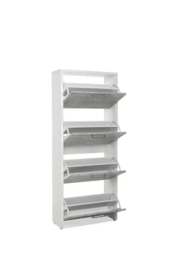 Ygo Schoenenkast 4L, B64-H158, Wit-Beton| Schoenkasten & Rekken