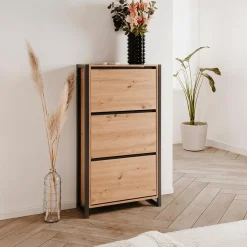 Ygo Schoenenkast ROCKY Artisan Eik/Antraciet| Schoenkasten & Rekken