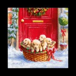 Ygo Serviet CHIOTS S/20 Rood/Groen| Tafellinnen & -Textiel|Kerst