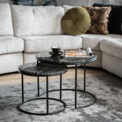 Ygo Set van 2 bijzettafels ARKYN Zwart| Salontafels & Bijzettafels