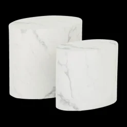 Ygo Set van 2 Salontafels RIKA Wit Carrara Marmer| Salontafels & Bijzettafels