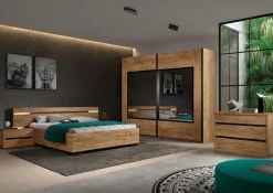Ygo Slaapkamer LAFON: Kleerkast 245cm + Bed 140x200 + Commode + 2x Nachttafels| Slaapkamers