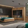 Ygo Slaapkamer LAFON: Kleerkast 245cm + Bed 180x200 + Commode + 2x Nachttafels| Slaapkamers