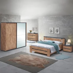 Ygo Slaapkamer PIPPA: Kleerkast 220cm + Bed 160x200 + 2x Nachttafel B58| Slaapkamers