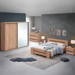 Ygo Slaapkamer ZELDA: Kleerkast 240cm + Bed 160x200 + Commode + 2x Nachttafel B58| Slaapkamers