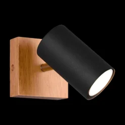 Ygo Spot MARLEY 1-Delig Hout/Metaal Zwart| Spots