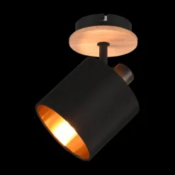 Ygo Spot TOMMY 1Del. Met./Hout Mat Zwart| Wandlampen