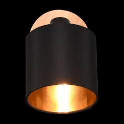 Ygo Spot TOMMY 1Del. Met./Hout Mat Zwart| Wandlampen