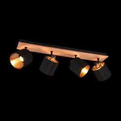 Ygo Spot TOMMY 4Del. Met./Hout Mat Zwart| Spots