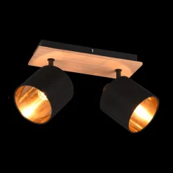 Ygo Spot TOMMY 2Del. Met./Hout Mat Zwart| Spots