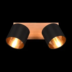 Ygo Spot TOMMY 2Del. Met./Hout Mat Zwart| Spots