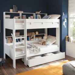 Ygo Stapelbed STITCH 90x200 Wit (Incl. Bedlade en Bodems)| Slaapkamer|Bedden