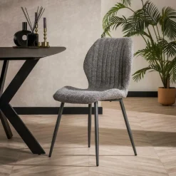 Ygo Stoel NELLY Bouclé Grijs| Stoelen