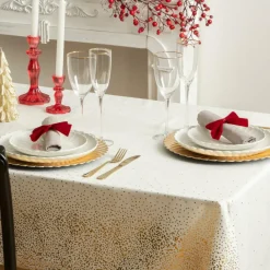 Ygo Tafelkleed GLINTS 360 Glitter Goud/Wit| Tafellinnen & -Textiel