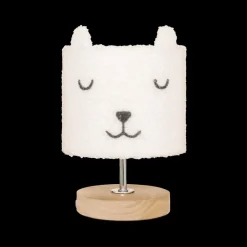 Ygo Tafellamp BEERTJE Hout/Kap Boucle Wit| Decoratieve Accessoires|Kinderverlichting