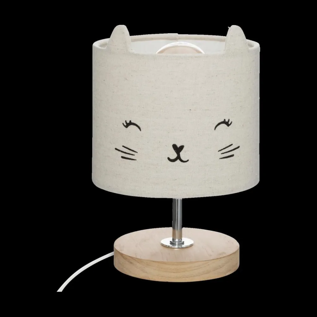 Ygo Tafellamp KATJE Hout/Kap Grijs| Decoratieve Accessoires|Kinderverlichting
