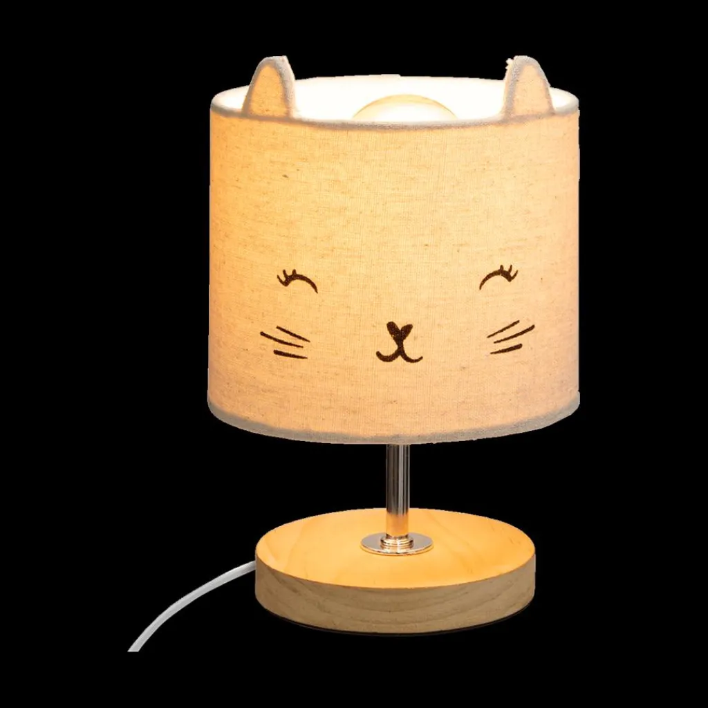Ygo Tafellamp KATJE Hout/Kap Grijs| Decoratieve Accessoires|Kinderverlichting