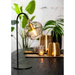 Ygo Tafellamp RAKEL Mat Zwart/Glas Smoke| Tafellampen