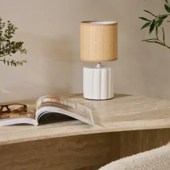 Ygo Tafellamp THYLIA Keramiek Wit m/Kap Beige| Tafellampen