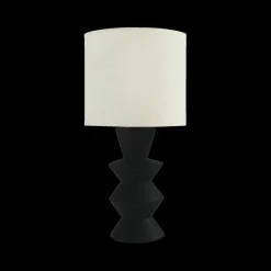 Ygo Tafellamp YALIU Keramiek Zwart met Kap Beige| Tafellampen