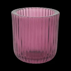 Ygo Theelichthouder RIBIS L Glas Violet| Woondecoratie