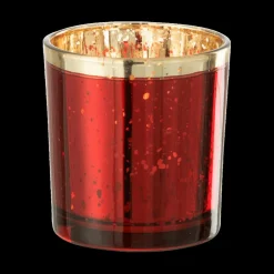 Ygo TL-Houder ROLI Glas Rood Rand Goud S| Woondecoratie