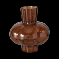 Ygo Vaas MAKONI Breed Glas Bruin| Woondecoratie