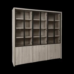 Ygo Vitrine WALTON Eik Lichtgrijs B205| Vitrinekasten