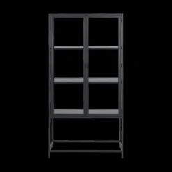 Ygo Vitrinekast BOKSKAP Ash Black B77| Vitrinekasten|Boekenkasten