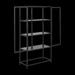 Ygo Vitrinekast BOKSKAP Ash Black B77| Vitrinekasten|Boekenkasten